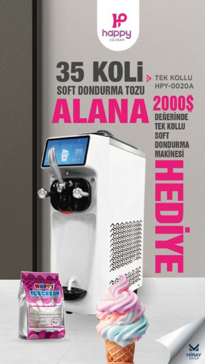 35 Koli Dondurma Tozu Alana 2000$ Değerinde Tek Kollu Soft Dondurma Makinesi Hediye