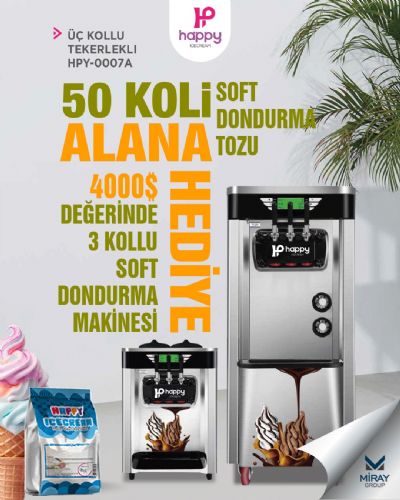 50 Koli Dondurma Tozu Alana 4000$ Değerinde Üç Kollu Soft Dondurma Makinesi Hediye